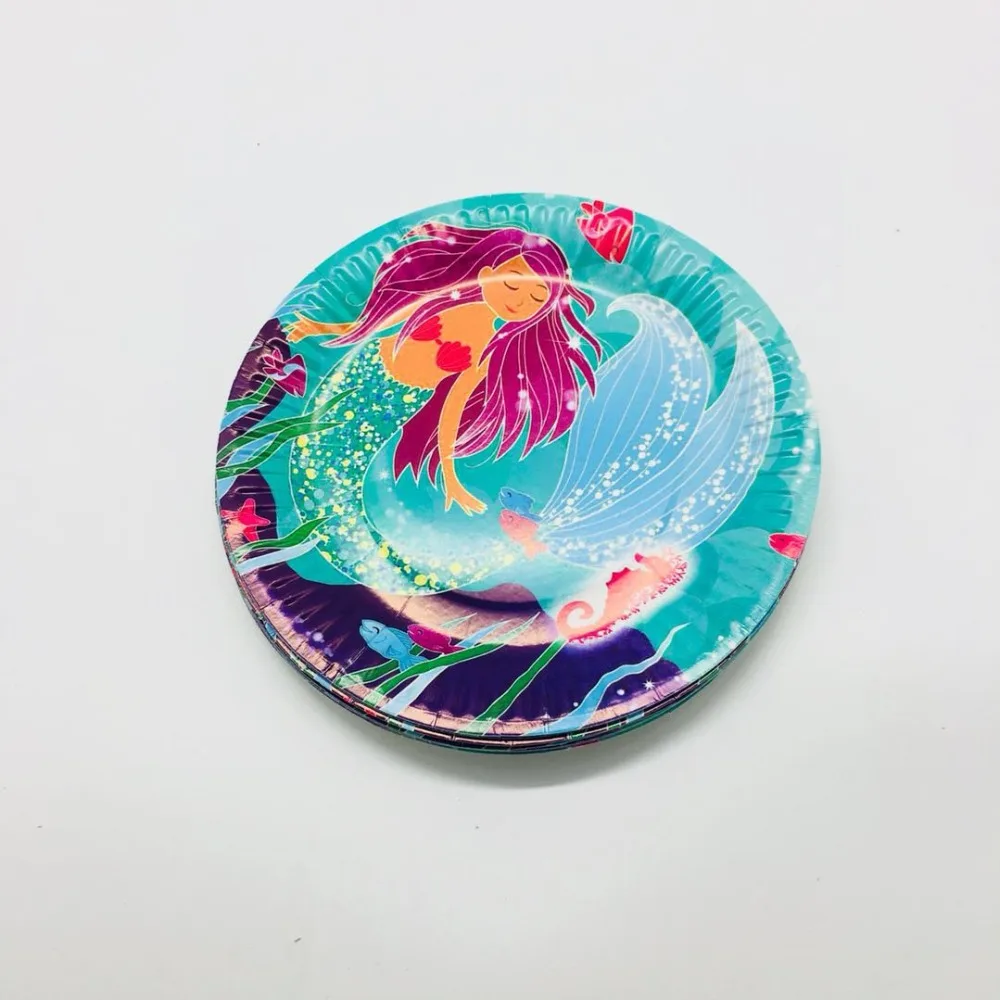 10PCS/LOT LITTLE MERMAID PAPER LITTLE MERMAID DISPOSABLE DISHES BABY