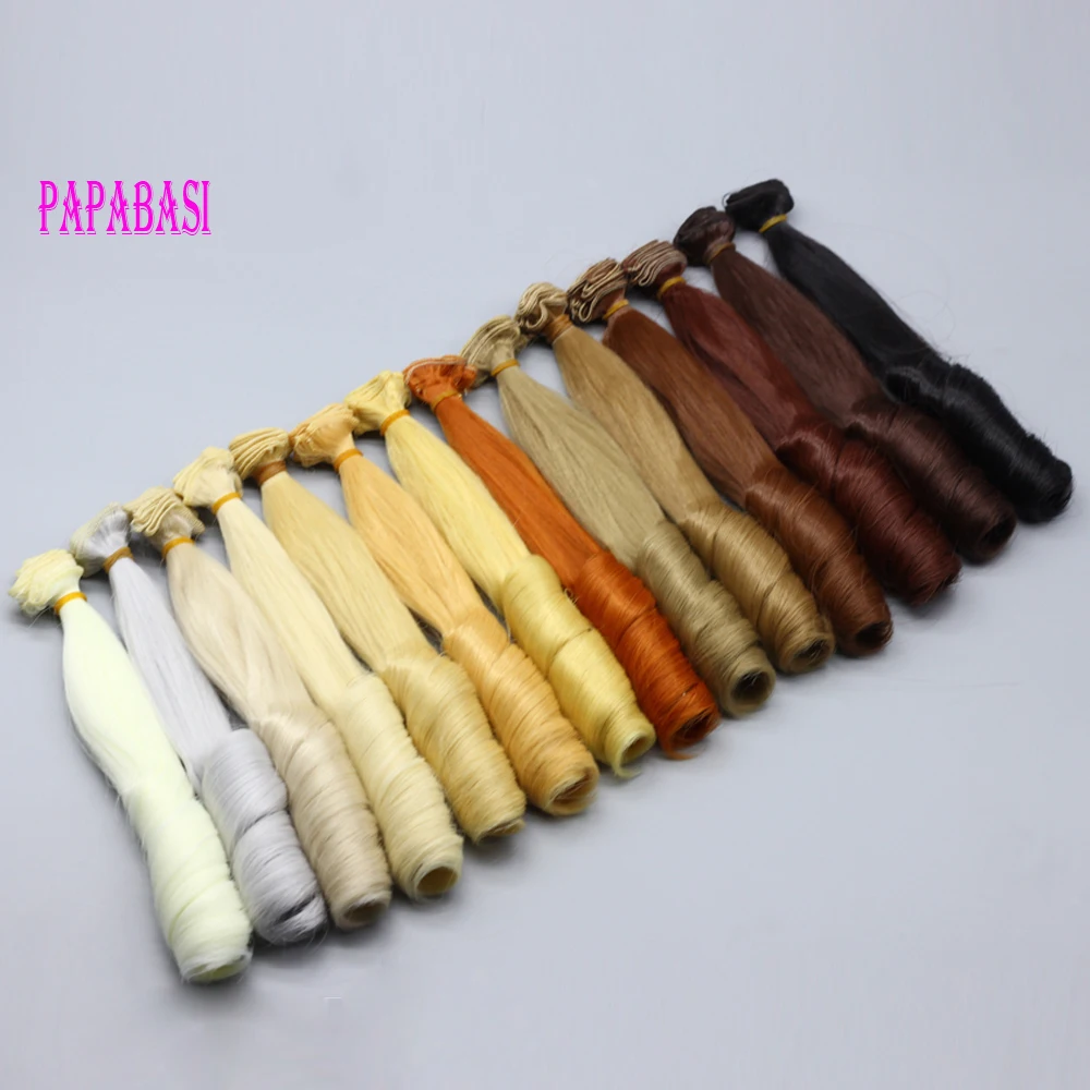 

1pc 20*100cm Curly doll wigs brown khaki black high temperature heat doll hair 1/3 1/4 1/6 BJD diy doll wigs