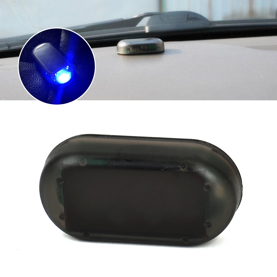 beler Blue LED Solar Power Car Fake Dummy Alarm Warning Security