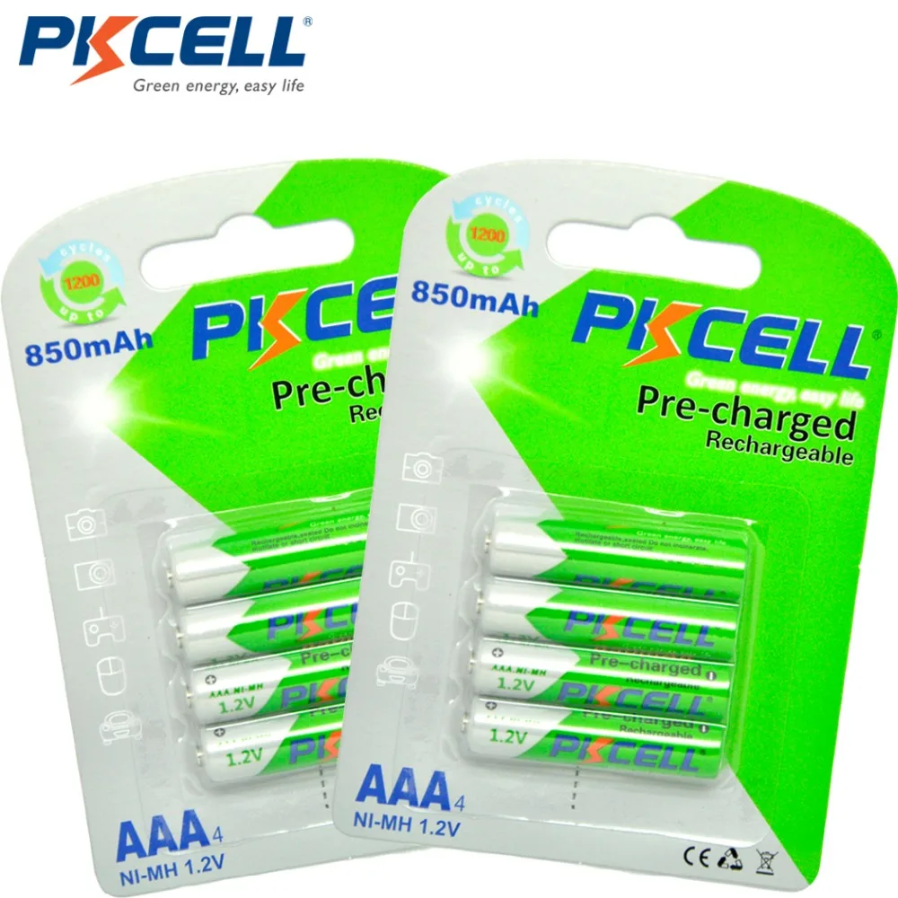 Аккумуляторные Ni MH батарейки PKCELL 8 шт./2 карты 850 мАч 1 2 в|battery double|batteries instrumentsbattery 5 |