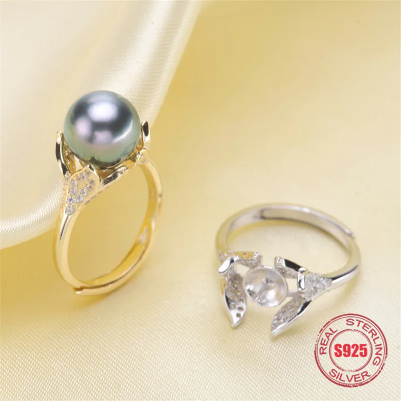 

Genuine Silver S925 High-grade Pearl Ring Settings Accessories Adjustable Woman Ring DIY Handmade Materials Manufacturers