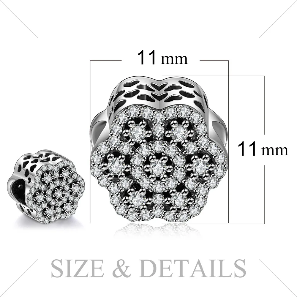 Jewelrypalace стерлингового серебра 925 ажурный цветок бисер Подвески Fit Браслеты подарки для Для женщин Юбилей подарки Модные украшения