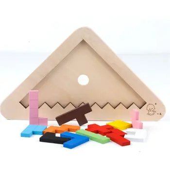 

HBB Kids Educatonal Toys Colorful Wooden Tangram Puzzles Tetris Montessori Baby Infant Early learning Games Puzzle Kids Toy