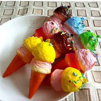 

1PCS 10cm Ice Cream Charms Cute Soft Jumbo Cone Squishy Straps Bread Pendant For Bags Accessories Random Color