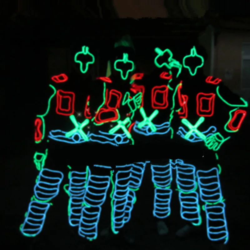 Best Offers Stage Performance Costumes Clothing Costume Luminous Led EL Wire Dance Wear Fiber Optic Clothes Free Shipping