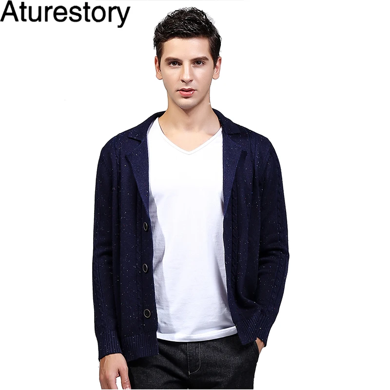 Aturestory Winter Mens 100% Cotton Thin Sweatercoat Casual