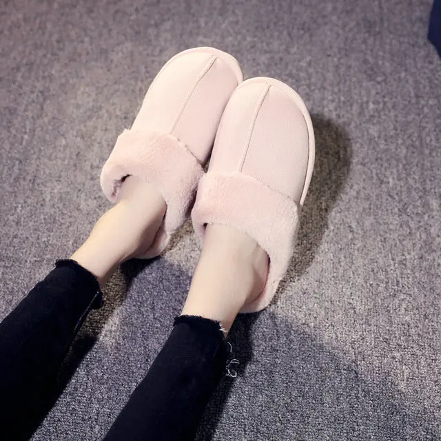 New Arrival Durable Home Slippers Unisex Micro Suede Upper Sheepskin Warm Comfortable Fur Plush Winter Slippers (33)