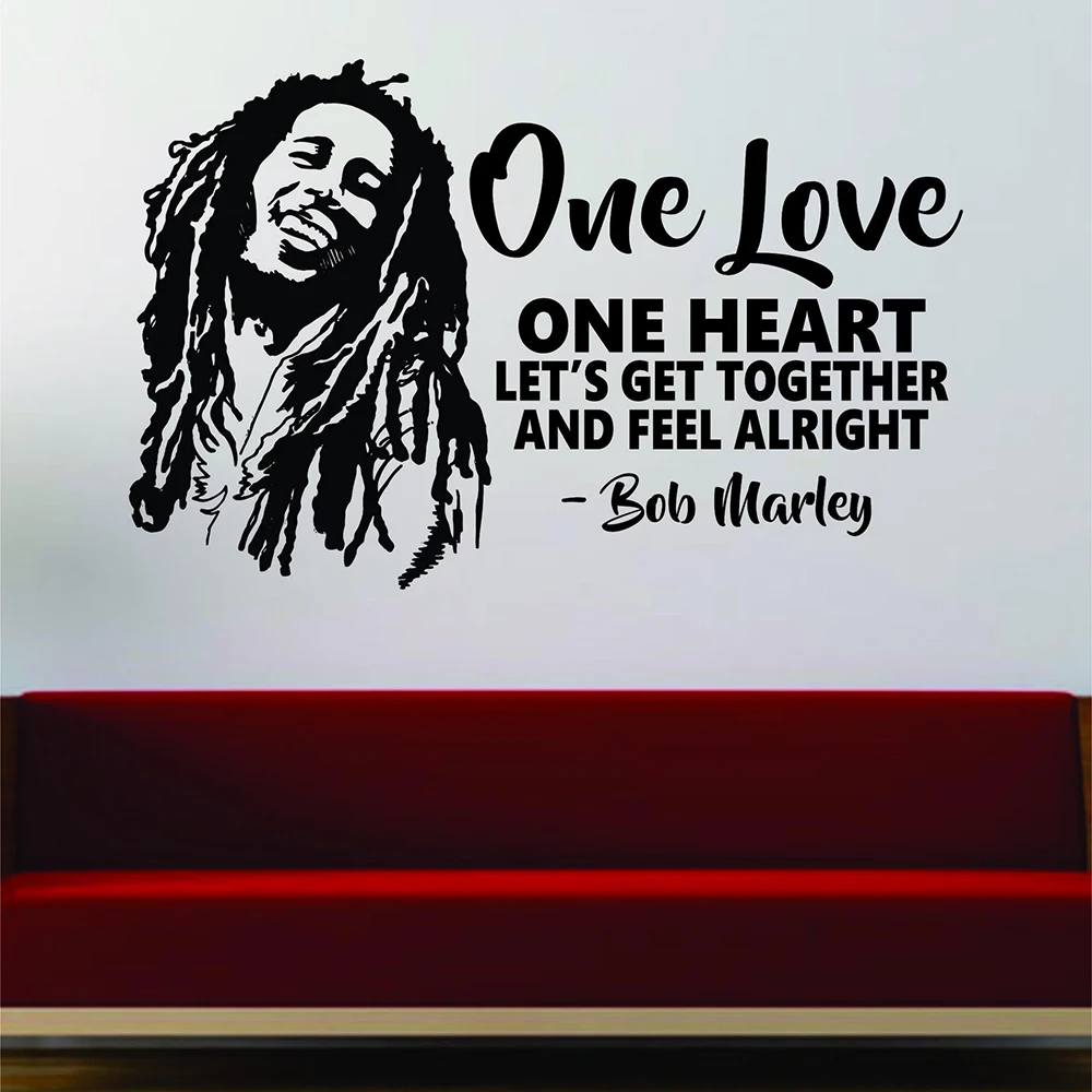 Bob Marley люди одна любовь одно сердце Цитата Виниловые Наклейки на стены Home Decor Искусство Росписи Съемный стены наклейки