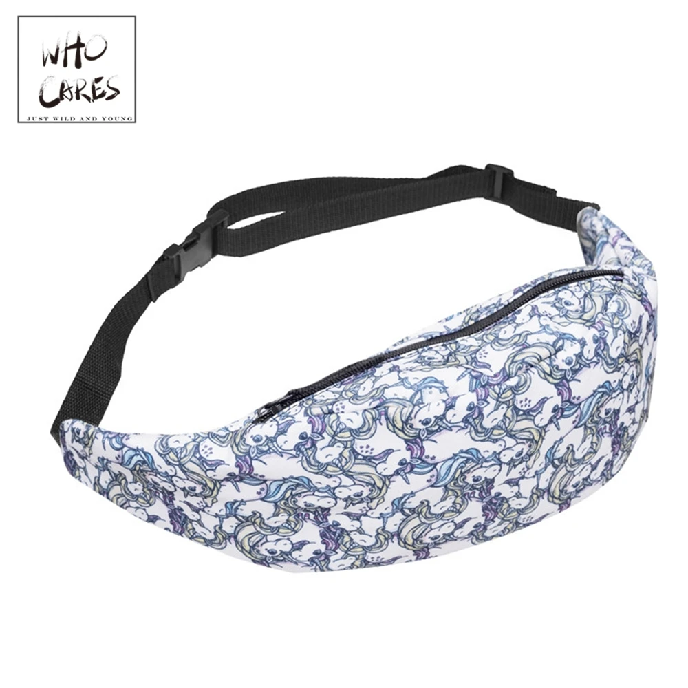 

WHO CARES Waist Bag nerka Fanny Packs Fitness Belt Bag Cartoon Unicorns Printing Waist Pack Travelling Mobile Phone Bags