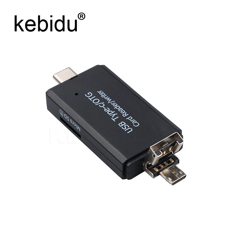 Kebidu 3 в 1 OTG type-C кард-ридер USB 2,0 USB Micro USB комбо 2 слота TF SD type C кард-ридер для смартфонов ПК