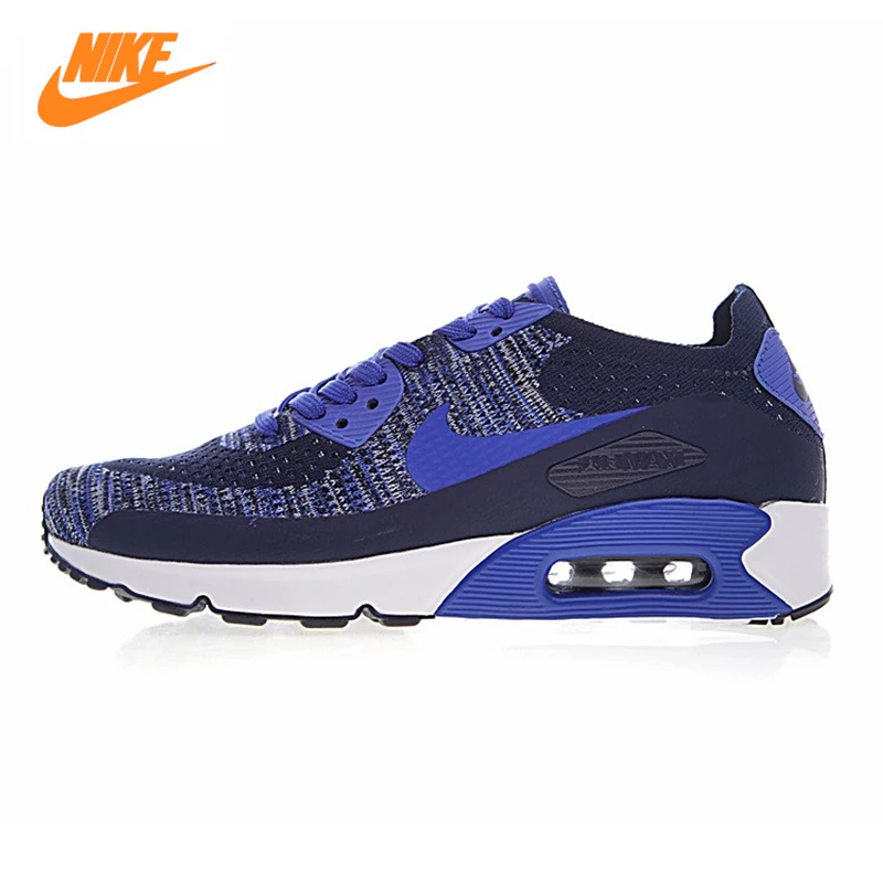 

Nike Air Max 90 Ultra 2.0 Flyknit Men's Running Shoes, Blue White, Non-slip Breathable Wear-resistant 875943-400 875943-101