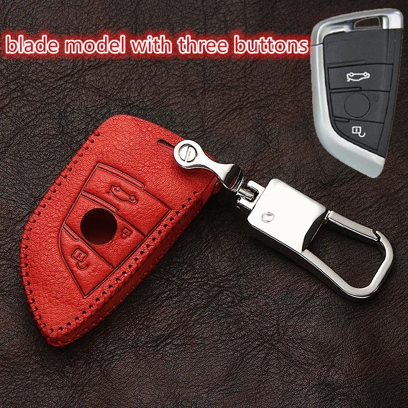 

1PCS Leather Car Key Case Protection Shell Cover For BMW X5 X6 2 Series F45 F46 2015-2018/X1 7 Series 2016-2017/5 Series 2018