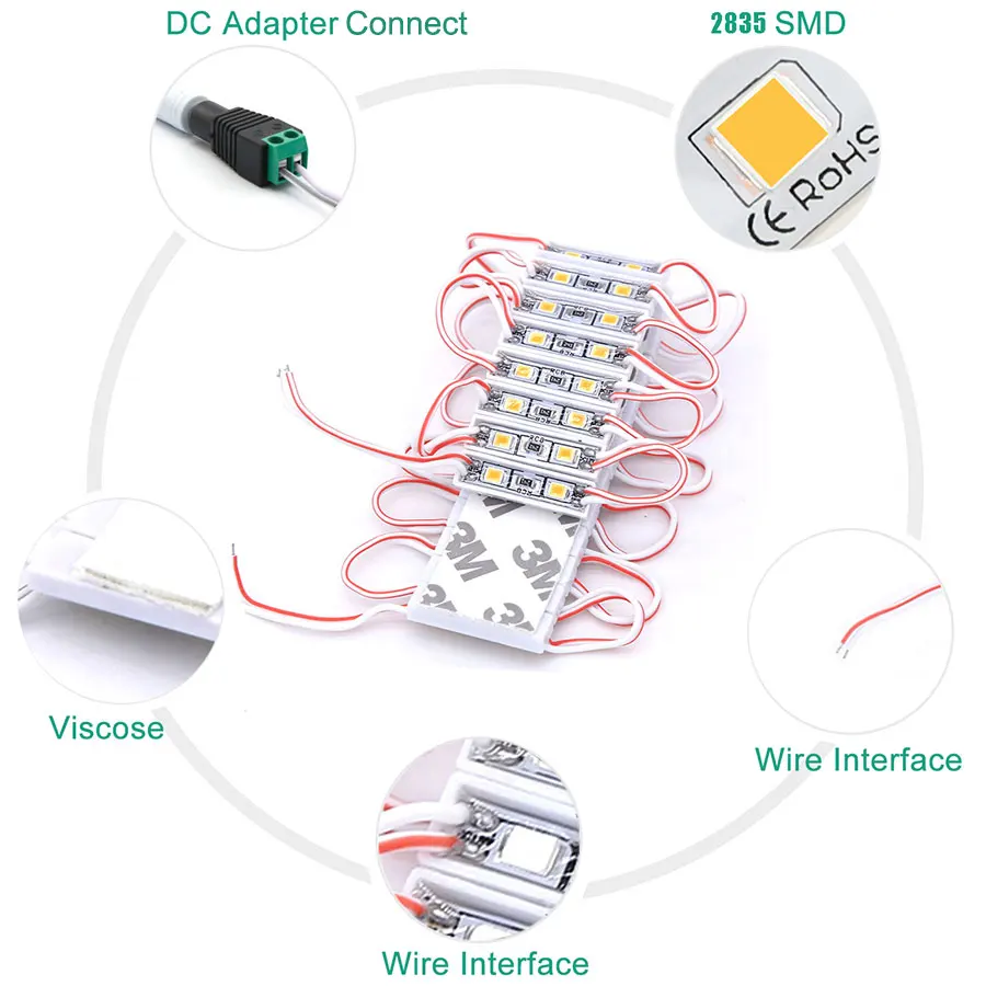 20 шт. небольшой размер светодиодный модуль 2835 SMD 2 светодиодный DC12V водонепроницаемый IP65 рекламный знак подсветка витрина Модули лампы с лентами