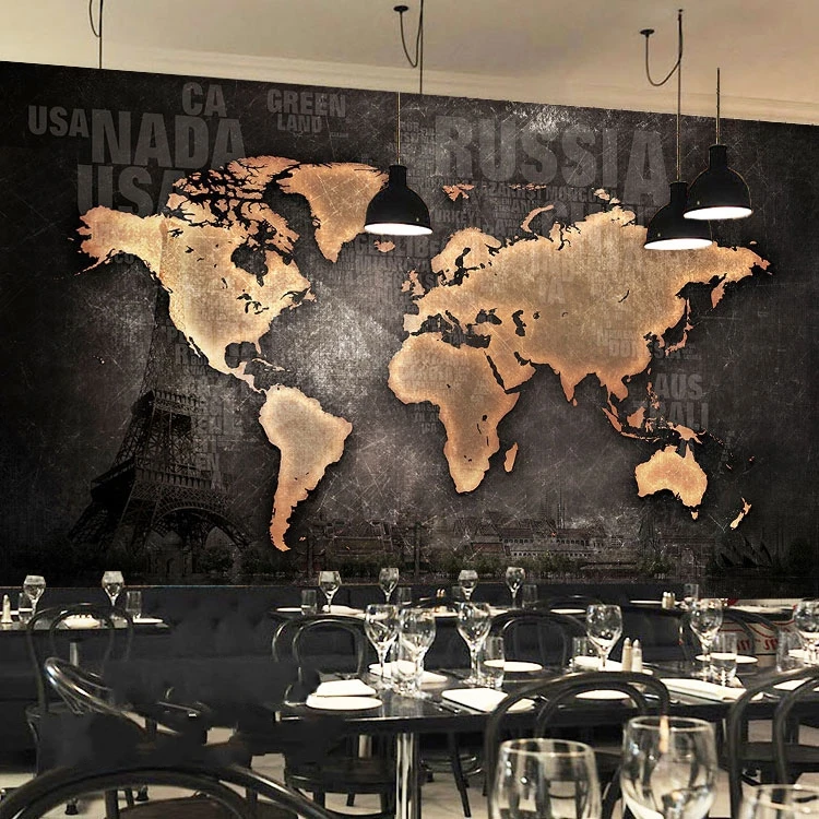 Beibehang 3D стерео ретро ностальгические карта мира Фреска Европейский английский письмо обои кафе Досуг бар задний план стены