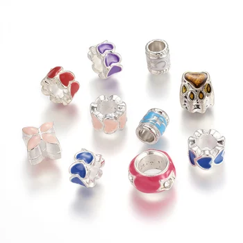 

100pcs Mixed Shape Alloy European Loose Beads for Bracelet necklace Charms DIY woman Jewelry Making 5~15x7~18mm,Hole: 4~8mm
