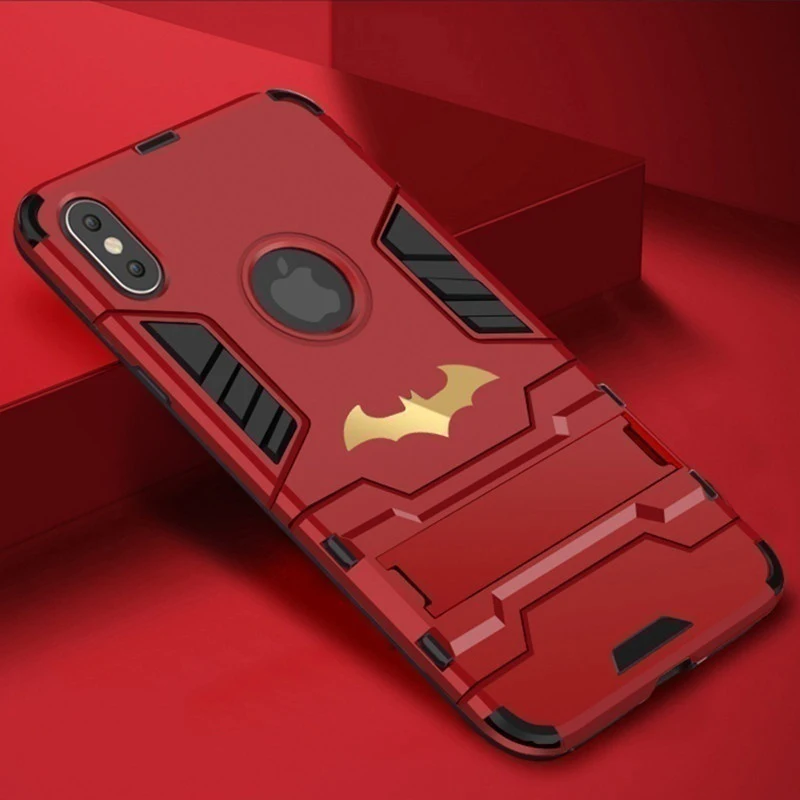 JAMULAR 360 Full Protection Stand Cases For iPhone 8 7 XS MAX XR X 6 6s Anti Knock Phone Cover For iPhone 7 Batman Armor Fundas