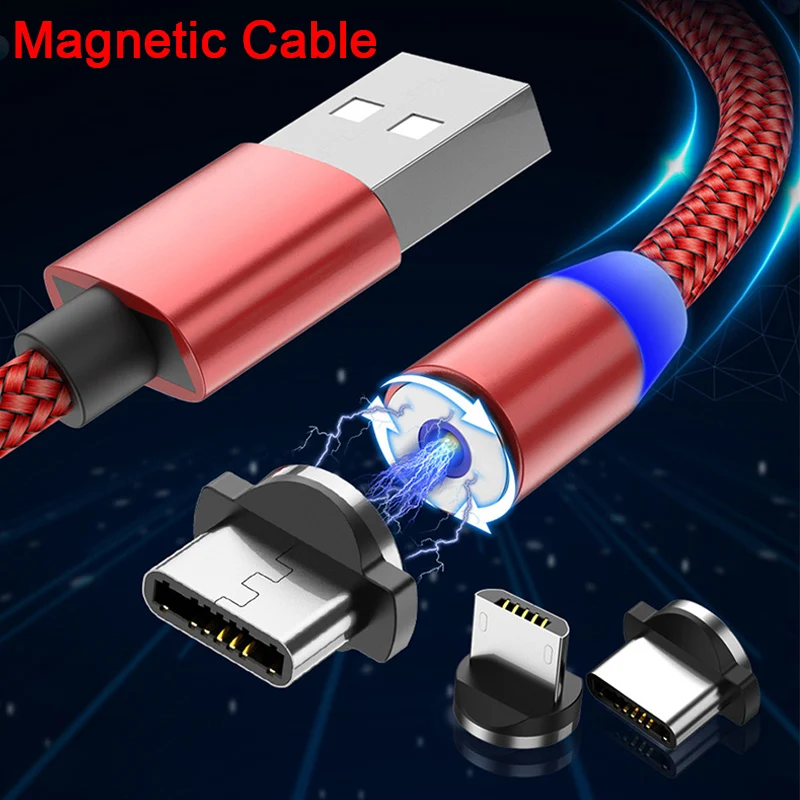 

Wire Data Phone Cables Nylon USB Magnetic Cable For Type-C Micro USB Quick Charger Fast Charging Cord For iPhone Lightning