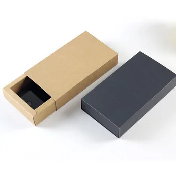 

14*7*3cm Black Brown Drawer Shaped Gift Boxes Kraft Paper Cardboard Packaging Box for Bow Tie Accessories