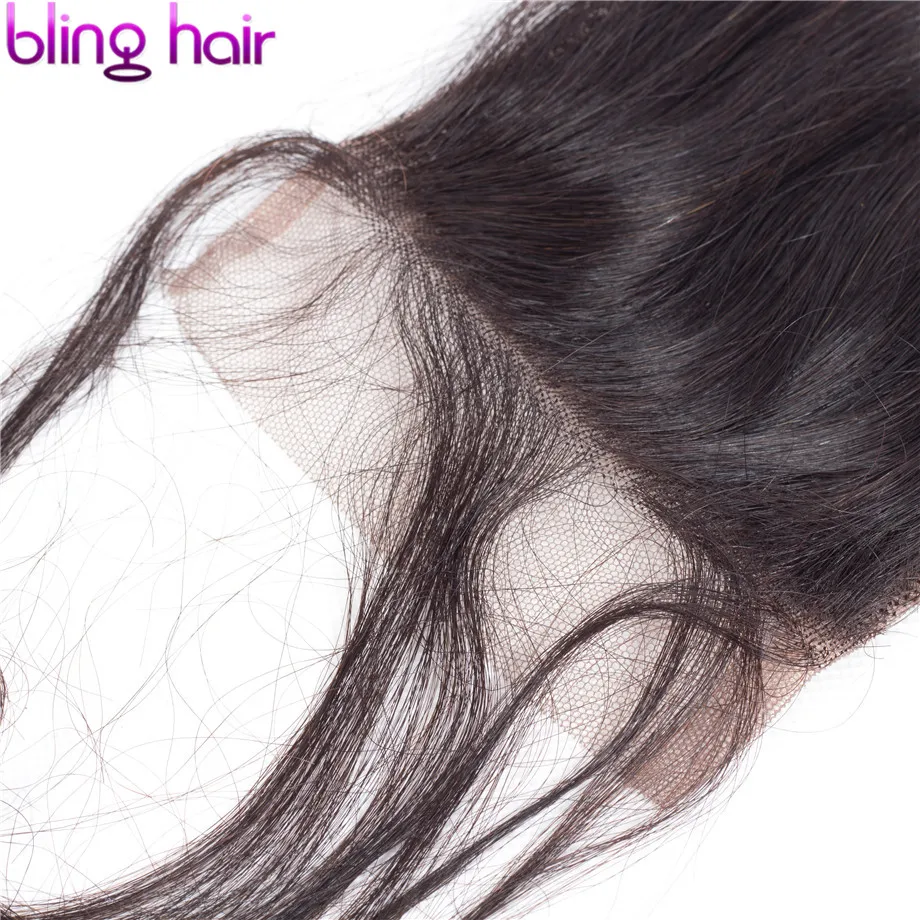 Bling Hair бразильские свободные глубокая волна человеческие волосы закрытие с ребенком волос 4*4 бесплатно/средний/три части remy волос натуральный цвет