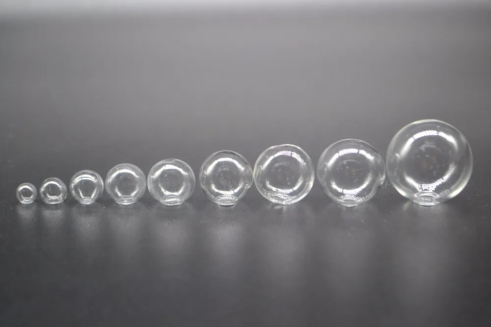 50pcs mix 6/8/10/12/14/16/18/20/25mm Mini Lightbulb Globe Glass bubble round ball with hole Diy hollow glass orbs vial pendants | Дом и сад