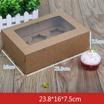 20pc/lot Holes Cupcake Muffin Box Cake Cup Packaging White Kraft Paper Bottom Bracket Pudding Pastry Marvin Boxes For Gift Party - Цвет: Розовый