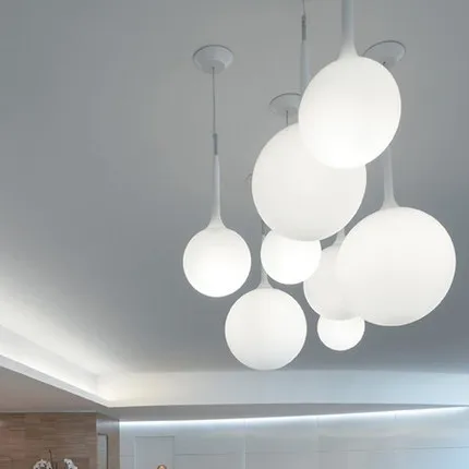 Modern White Golf Balls Single Droplight Nordic Round Glass Pendant Lights Fixture Home Indoor Lighting Dining Room Foyer Lamps