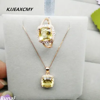 

KJJEAXCMY Fine jewelry, Colorful jewelry, Huang Shuijing jewelry set, square crystal jewelry set, women's money