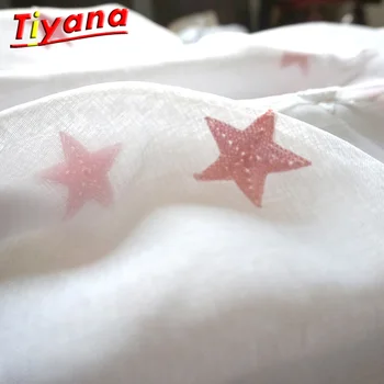 

Children Decorative Curtain Star Embroidery White Linen Tulle Curtains For Living Room Pink Star Sheer Drapes For Bedroom 159#30