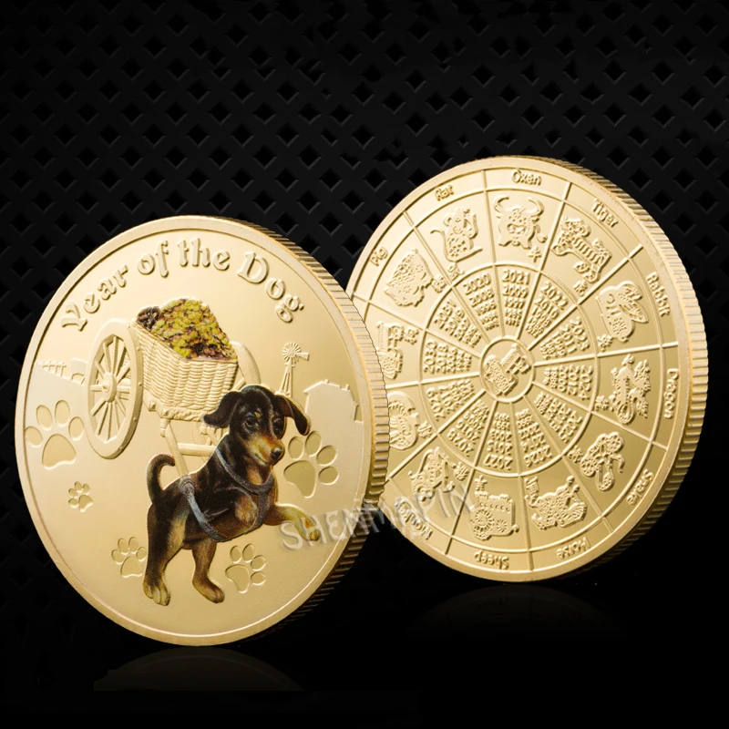 Лояльность собака отправить золотые памятные монеты 12 зодиака коллекционные монеты Год Собаки медаль подарок украшения для дома золотые монеты