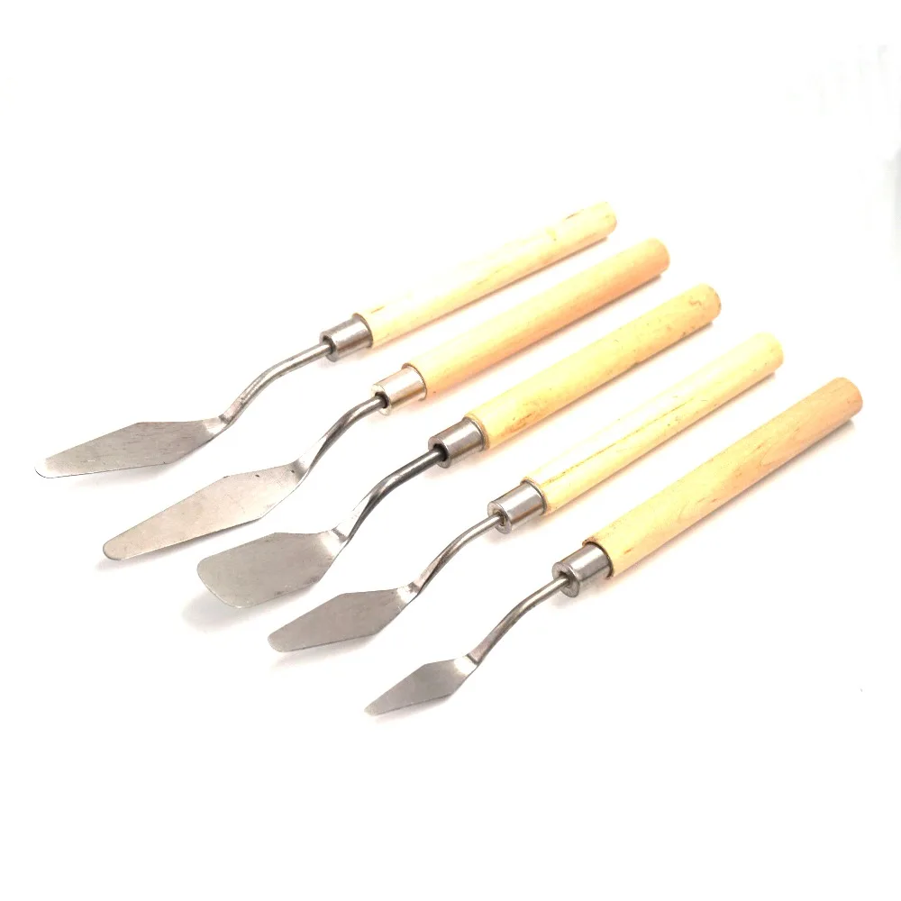 5Pcs Palette Scraper Set Spatula Knives for Artist Oil Painting Knife Tools Stainless Steel Blade w