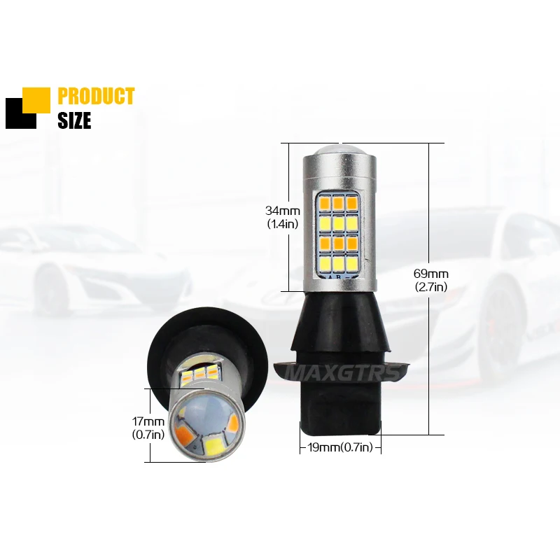 2x двойной цвет 42SMD 2835 T20 7440 W21W светодиодный лампы для передних поворотных огней сигнала DRL без ошибок Canbus белый/голубой и янтарный