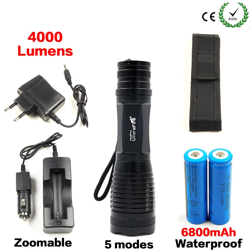 T6 High Power LED font b Flashlight b font 4000LM CREE XML Aluminum LED font b
