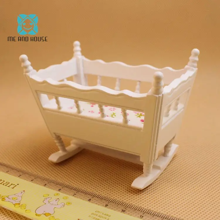 

1:12 Doll House miniature handmade modern wooden furniture crib baby cradle children room