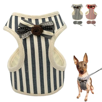 

Mesh Dog Vest Harness and Leash Set Bowknot Soft Breathable Small Dog Harness for Small Medium Dogs Cats