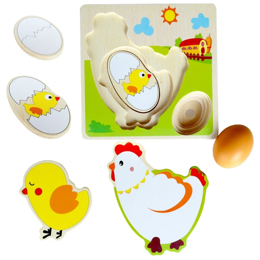 US $13 53 OFF Kayu Mainan Kartun Gambar Hen Multi Level Bertelur Pendidikan Puzzle Jigsaw Puzzle Anak Mainan Hadiah Untuk Anak Anak 3d Puzzle