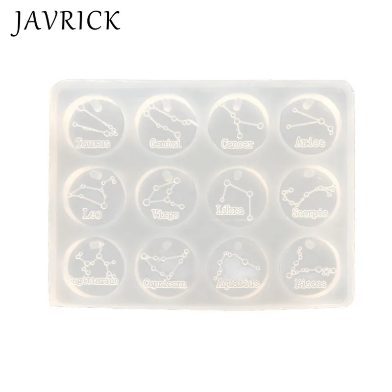 

12 Constellations Discs Pendant Epoxy Resin Silicone Mold Jewelry Making Tools