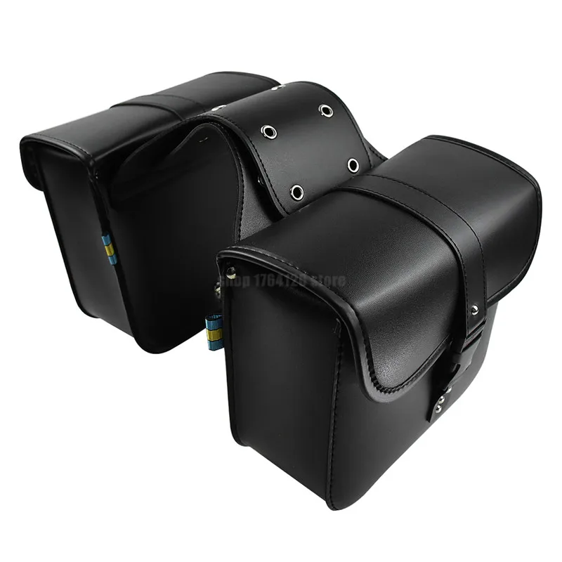 범용 오토바이 안장 가방 Pu 가죽 사이드 도구 가방, 수하물 여행 가방, 블랙, 브라운, 할리 스포스터 883 XL, 2 피스 