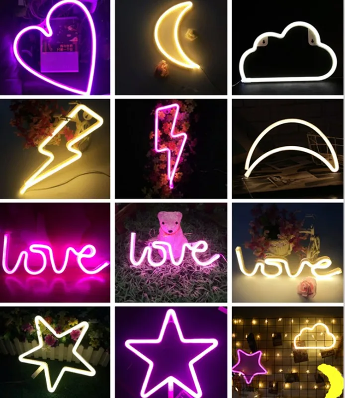 Lightning Neon Light Led Night Lamp USB Battery Wall Light Decor For Festival Bedroom Gifts For