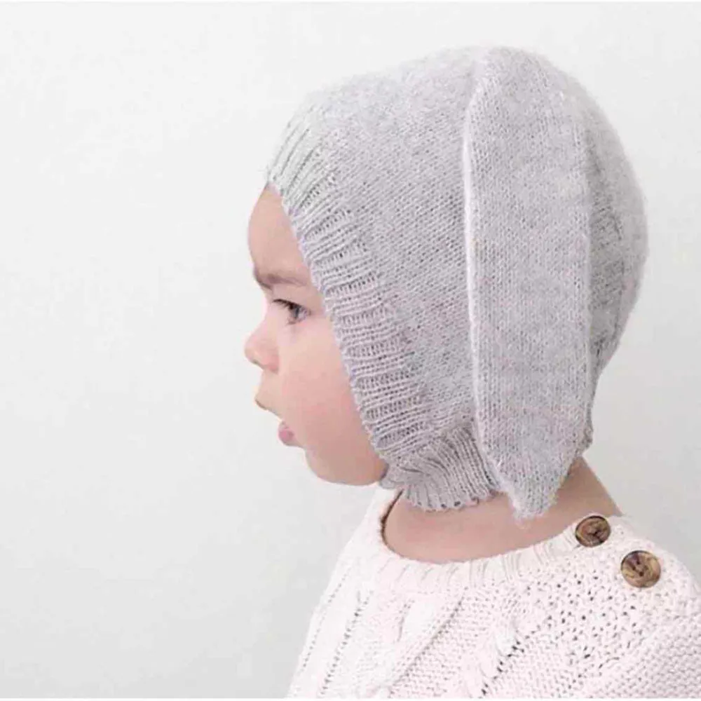 Детская зимняя шапка для мальчиков и девочек, вязанная крючком Милая Шапка-бини с заячьими ушками, теплая шапка, реквизит для фотосессии, czapka dla dziewczynki
