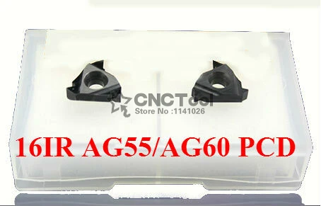 

Бесплатная доставка, 2 шт., алмазные вставки 16IR AG55/ 16IR AG60 PCD, твердосплавные фрезерные вставки, вставка CNC для токарных инструментов SNR
