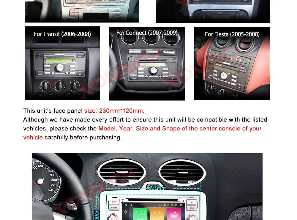 Clearance Car Multimedia Player Android 8.0 Car GPS Navi Autoradio 2 Din 7 Inch For Ford/Mondeo/Focus/Transit/C-MAX/S-MAX/Fiesta 4GB RAM 3