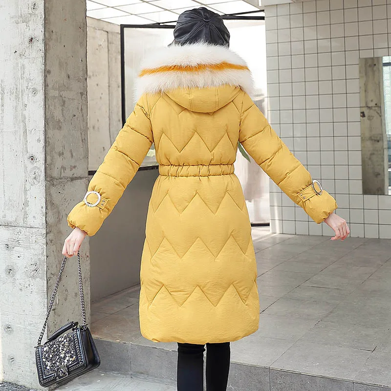 Winter parkas jackets new women's coats elegant fashion fur collar hooded thick long jacket winter snow coat parkas jackets