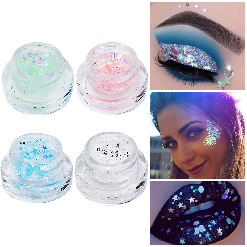 Sticky Glitter Sequin Woman Make Up Shiny Heart Star Paillette Eye Beauty Sparkling Slice Face