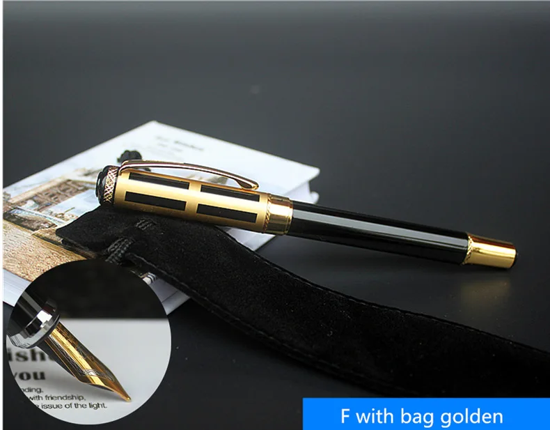 2 стиля, роскошная авторучка, художественная и стандартная ручка Iraurita, чернильные ручки, авиапочтой - Цвет: F with bag golden