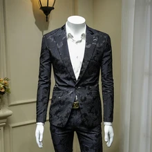 XM GEEKI мужские темно-синие костюмы с вышивкой мужской деловой костюм куртки мужские костюмы Свадебные платья костюмы уникальный деловой Блейзер 365wt57