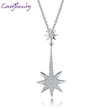 LOVERJEWELRY Специальный Дизайн Твердые 14 к белый в виде Золотой Звезды Алмаз Свадебные обещанные кулон для женщин юбилей ювелирные изделия