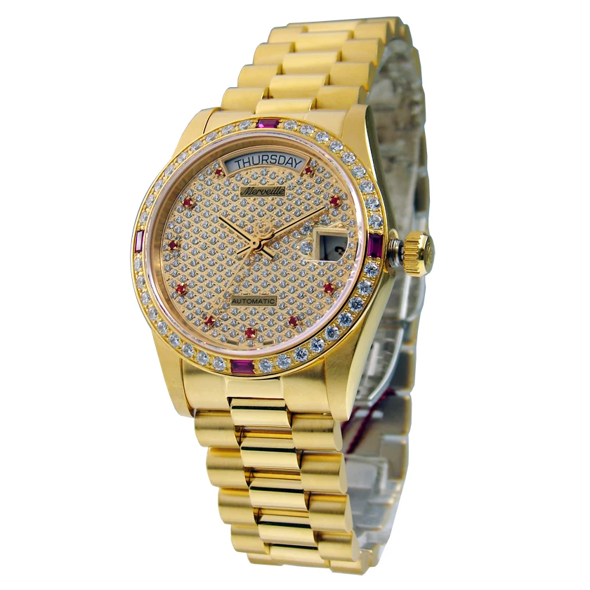 Merveille Diamond Studded Gold Plated Cutout Mechanical 100 Meters 