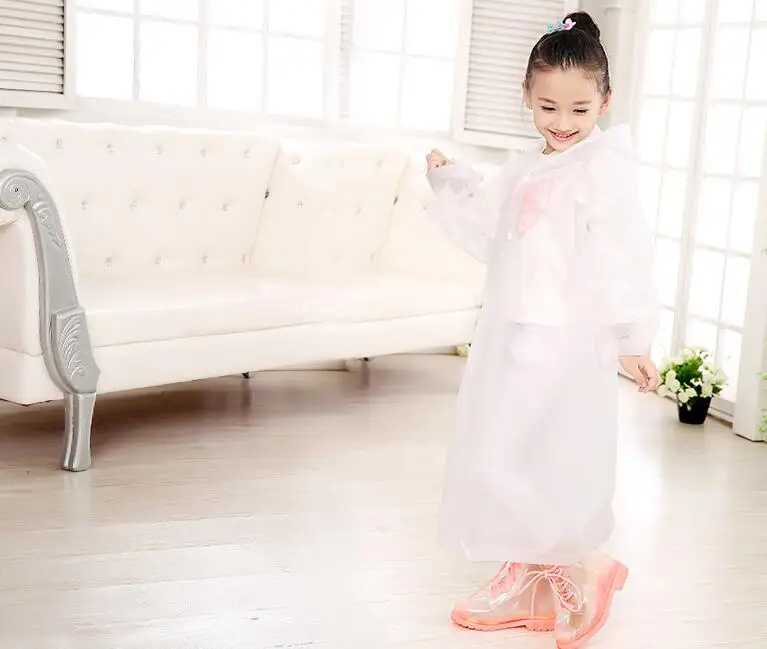 6.Age 6~13 Kids student Hooded Jacket children Girl boy Rain coat Poncho Raincoat Cover Long transparent Rainwear