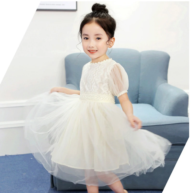 Summer Dress Baby Girl Dress White Lace Mesh Princess Dresses Puff