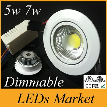 

Factory Seller White Shell 5W 7W Led COB Dimmable Downlights Warm White Cool/Nature White AC 110-240V 5Years Warranty CE&ROHS UL